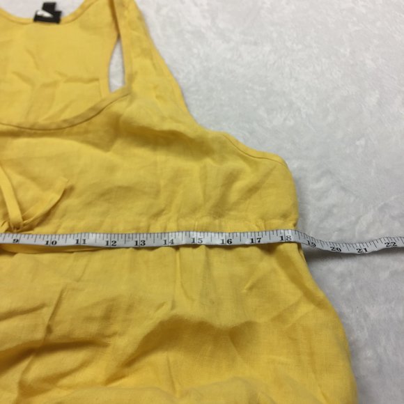 Eileen Fisher Tank Tunic Swing Dress Size M Womans Yellow Linen Drawstring Waist - Picture 8 of 13